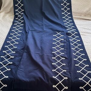 2 Pottery Barn Kids Lucas blackout Navy Curtain Panels with white 44” x 84”